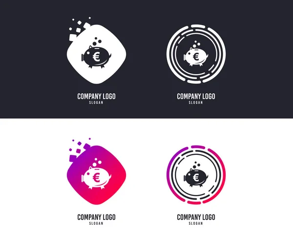 Concepto Logotipo Icono Signo Alcancía Moneybox Euro Símbolo Diseño Del — Archivo Imágenes Vectoriales