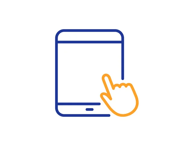 Pictogram Van Tablet Mobiele Apparaat Met Hand Cursor Teken Touchscreen — Stockvector