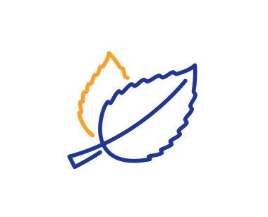 Nane yaprakları satırı simgesi. Bitkisel yaprak işareti. Mentha sembolü ile çay. Renkli anahat kavramı. Mavi ve turuncu ince çizgi renk simgesi. Nane vektör yaprak