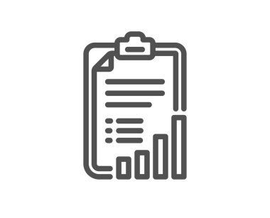 Denetim listesi satırı simgesi. Grafik işareti grafiğini çizin. Büyüme diyagram simgesi. Kalite tasarım düz app öğesi. Düzenlenebilir kontur denetim listesi simgesini. Vektör
