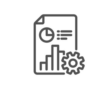 Rapor satırı simgesi. Sütun grafiği, pasta grafik işareti. Pazar analytics sembolü. Kalite tasarım düz app öğesi. Düzenlenebilir kontur rapor simgesi. Vektör
