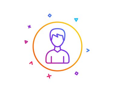 Kullanıcı satırı simgesi. Avatar işareti profil. Erkek kişi siluet simge. Degrade çizgi düğmesini. Kişi simgesi tasarım. Renkli geometrik şekiller. Vektör