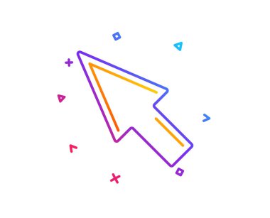 Fare imlecini satırı simgesi. İşaretçi işaret. Ok simgesini tıklatın. Degrade çizgi düğmesini. Fare imleci simgesi tasarım. Renkli geometrik şekiller. Vektör