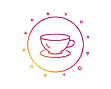 Çay Kupası satırı simgesi. Kahve içmek işareti. Taze içecek sembolü. Degrade desen çizgi düğmesini. Espresso simgesi tasarım. Geometrik şekiller. Vektör
