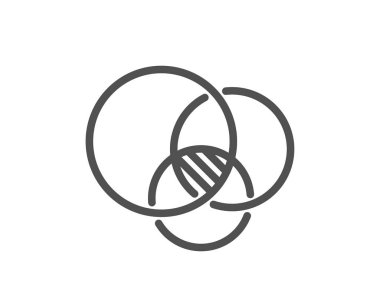 Euler diyagramı satırı simgesi. Eulerian işareti daireler. İlişkileri grafik sembolü. Kalite tasarım düz app öğesi. Düzenlenebilir kontur Euler diyagram simgesi. Vektör