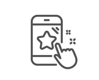 Yıldız derecelendirmesi satırı simgesi. Geribildirim telefon işareti. Müşteri memnuniyeti sembolü. Kalite tasarım düz app öğesi. Düzenlenebilir kontur Star puanı simgesini. Vektör
