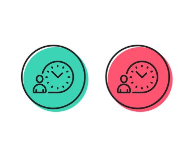 Zaman yönetimi satırı simgesi. Saat işareti. Pozitif ve negatif daire düğmeleri kavramı. İyi ya da kötü sembol. Zaman yönetimi vektör