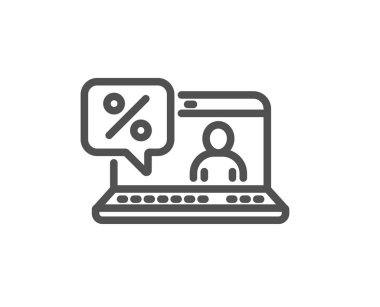 Online kredi yüzde satırı simgesi. İşareti indirim. Kredi yüzde sembolü. Kalite tasarım düz app öğesi. Düzenlenebilir kontur Online Kredi simgesini. Vektör