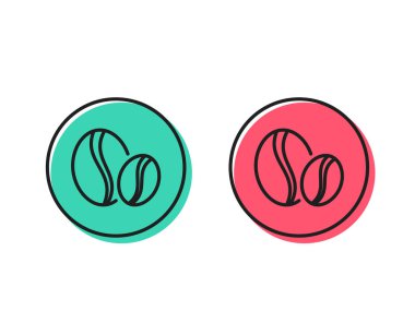 Kahve çekirdekleri satırı simgesi. Sıcak bir içecek işareti. Bütün bean içecek sembolü. Pozitif ve negatif daire düğmeleri kavramı. İyi ya da kötü sembol. Kahve çekirdekleri vektör