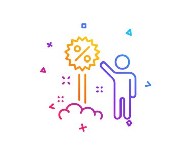 Satırı simgesi indirim. Satılık alışveriş işareti. Geçiş izni sembolü. Degrade çizgi düğmesini. Simgesi tasarım indirim. Renkli geometrik şekiller. Vektör