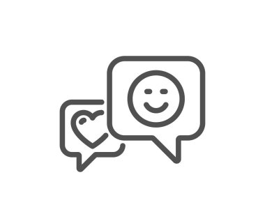 Kalp ve gülümseme satırı simgesi. Oturum gibi favori. Olumlu geribildirim sembolü. Kalite tasarım düz app öğesi. Düzenlenebilir kontur gülümseme simgesini. Vektör