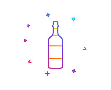 Konyak şişesi satırı simgesi. Viski ya da viski alkol işareti. Degrade çizgi düğmesini. Konyak şişesi simgesi tasarım. Renkli geometrik şekiller. Vektör