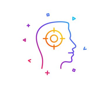 Kafa avcılık satırı simgesi. İş hedef veya istihdam işareti. Degrade çizgi düğmesini. İşe Alım simgesi tasarım. Renkli geometrik şekiller. Vektör