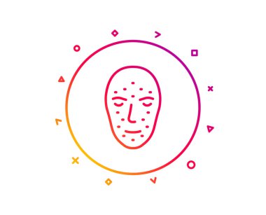 Yüz biyometrik analiz satırı simgesi. Yüz tanıma işareti. Kafa tarama sembolü. Degrade desen çizgi düğmesini. Biyometri simgesi tasarım yüz. Geometrik şekiller. Vektör