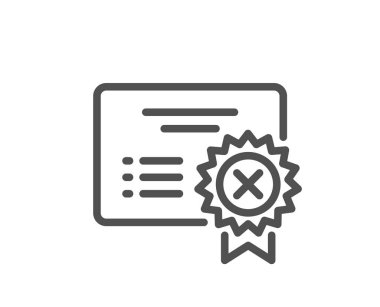 Sertifika satırı simgesi reddetmek. Belge işareti reddedin. Yanlış dosya. Kalite tasarım düz app öğesi. Düzenlenebilir kontur Reddet sertifika simge. Vektör