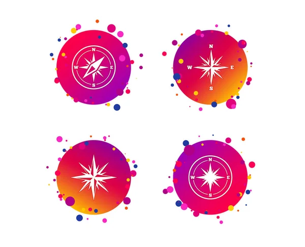 Windrose Navigation Icons Compass Symbols Coordinate System Sign Gradient Circle — Stock Vector