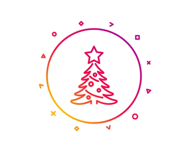 Weihnachtsbaum Geschenk Linie Symbol Neujahrsfichtenzeichen Tannenbaum Symbol Gradienten Muster Linie — Stockvektor