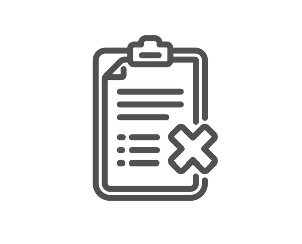 Reject Checklist Line Icon Decline Document Sign Delete File Quality — Stock Vector