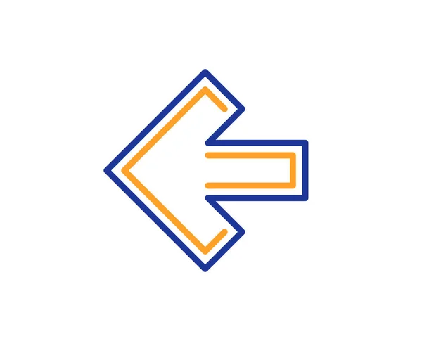 左矢印線のアイコン 方向矢印の記号です ナビゲーション ポインター記号 カラフルな概要の概念 青とオレンジ色の細い線の色アイコン 左矢印ベクトル — ストックベクタ