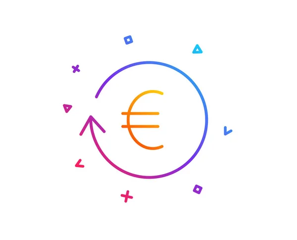 ユーロのお金交換線アイコン 銀行の通貨記号 ユーロ現金のシンボル グラデーション ラインのボタン 通貨のアイコン デザインを交換します カラフルな幾何学的図形 ベクトル — ストックベクタ