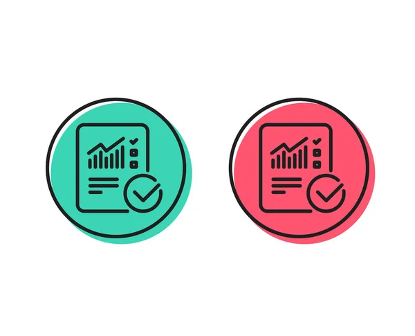 Lista Verificación Icono Línea Documento Gráfico Análisis Signo Crecimiento Ventas — Vector de stock