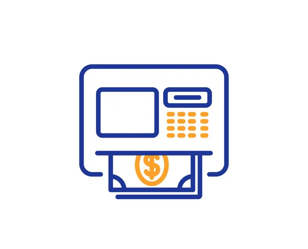 Geldautomaten Symbol Geld Abheben Zeichen Zahlungsmaschinensymbol Buntes Rahmenkonzept Blaue Und — Stockvektor