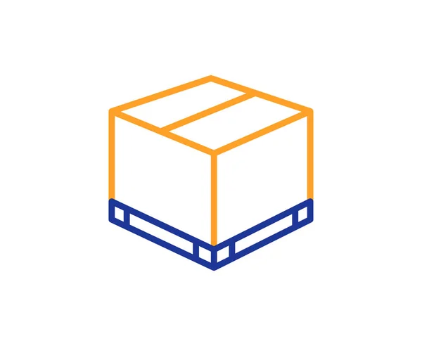 Paketkasten Zeilensymbol Logistik Lieferschild Paketverfolgungssymbol Buntes Rahmenkonzept Blaue Und Orangefarbene — Stockvektor