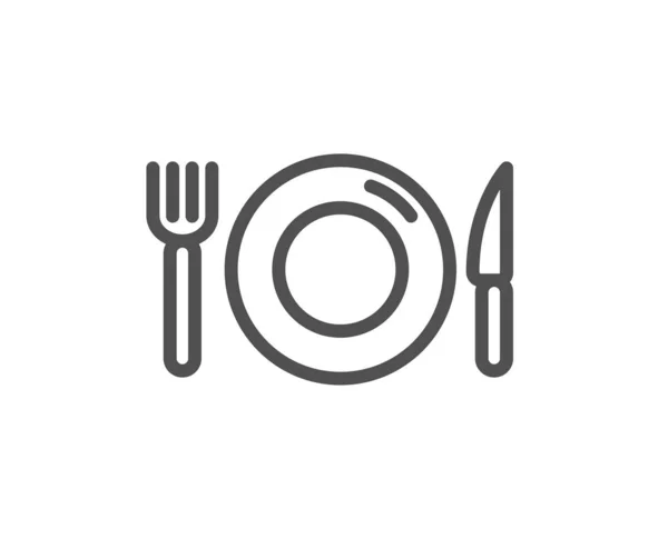 Icono Línea Comida Signo Del Restaurante Tenedor Cuchillo Placa Símbolo — Vector de stock