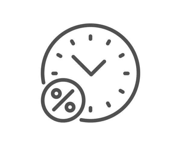 Préstamo Tiempo Por Ciento Icono Línea Señal Descuento Porcentaje Crédito — Vector de stock