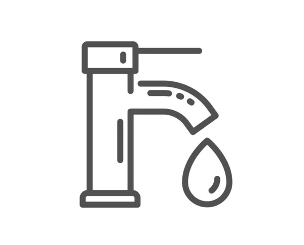 Toca Icono Línea Agua Grifo Con Señal Gota Agua Símbolo — Vector de stock