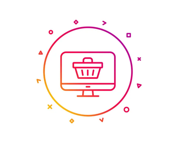 Online Shopping Cart Linii Ikona Monitorować Znak Supersam Symbol Koszyka — Wektor stockowy