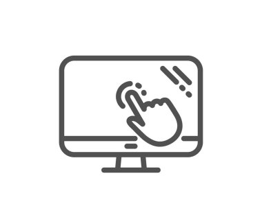 Ekran satırı simgeye dokunun. Online bilgi yarışması test işareti. Kalite tasarım düz app öğesi. Düzenlenebilir kontur dokunmatik ekran simgesini. Vektör