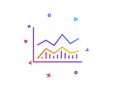 Çizgi grafik simgesini. Finansal büyüme grafik işareti. Menkul Kıymetler Borsası sembolü. Degrade çizgi düğmesini. Ticaret infochart simgesi tasarım. Renkli geometrik şekiller. Vektör