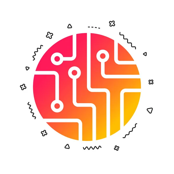 Circuit Board Sign Icon Technology Scheme Circle Symbol Colorful Geometric — Stock Vector