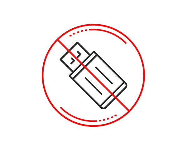 Señal Stop Icono Línea Unidad Flash Usb Signo Memoria Símbolo — Archivo Imágenes Vectoriales
