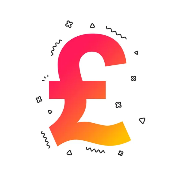 Pound Sign Pictogram Gbp Valutasymbool Geld Label Kleurrijke Geometrische Vormen — Stockvector