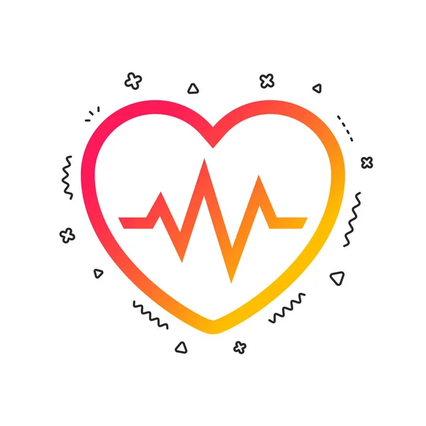Ícone Sinal Batimento Cardíaco Símbolo Cardiograma Formas Geométricas Coloridas Projeto — Vetor de Stock