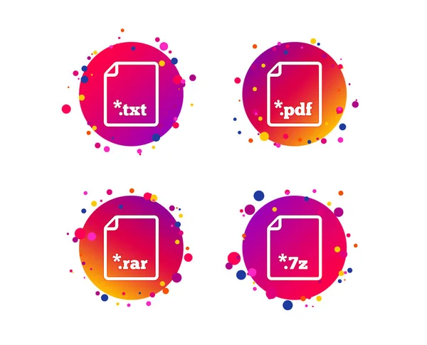 Dokument Symbole Herunterladen Symbole Für Dateierweiterungen Pdf Rar Und Txt — Stockvektor
