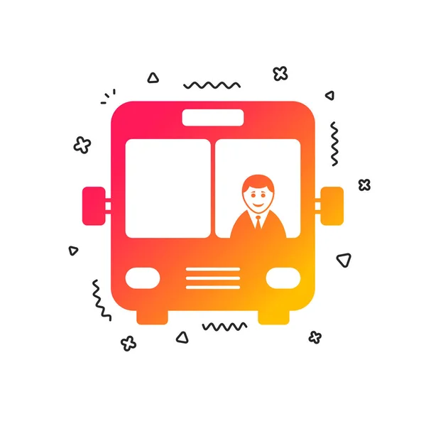 Icono Señal Autobús Transporte Público Con Símbolo Conductor Formas Geométricas — Vector de stock