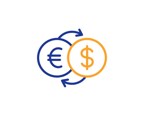 Icône Ligne Change Signe Devise Bancaire Euro Dollar Symbole Transfert — Image vectorielle