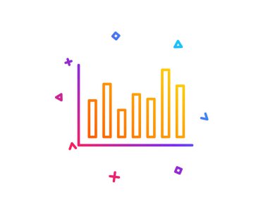 Sütun grafiği satırı simgesi. Mali grafik işareti. Menkul Kıymetler Borsası sembolü. İş yatırım. Degrade çizgi düğmesini. Çubuk diyagram simgesi tasarım. Renkli geometrik şekiller. Vektör