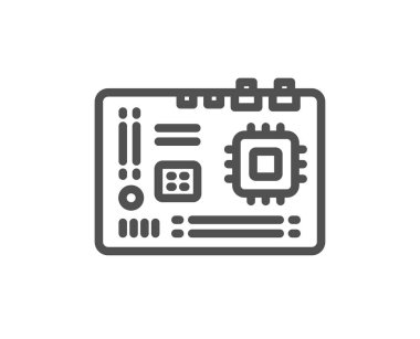 Anakart satırı simgesi. Bilgisayar bileşen donanım işareti. Kalite tasarım düz app öğesi. Düzenlenebilir kontur anakart simgesini. Vektör