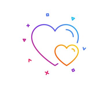 Çift aşk satırı simgesi. İki kalp imzala. Sevgililer günü sembolü. Degrade çizgi düğmesini. Kalp simgesi tasarım. Renkli geometrik şekiller. Vektör