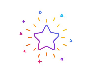 Rütbe yıldız satırı simgesi. Başarı ödül sembolü. En iyi sonuç işareti. Degrade çizgi düğmesini. Rütbe yıldız simgesi tasarım. Renkli geometrik şekiller. Vektör