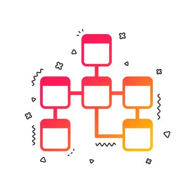 Veritabanı işareti simgesi. İlişkisel veritabanı şema sembolü. Renkli geometrik şekiller. Degrade veritabanı simgesi tasarım. Vektör