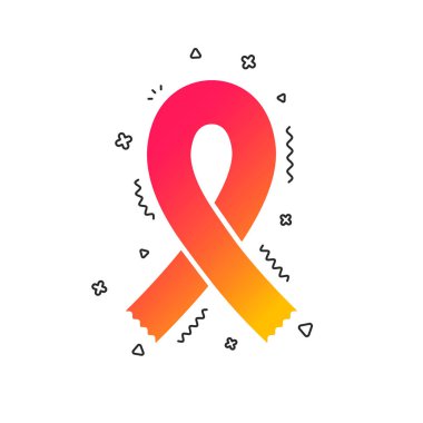 Kurdele işareti simgesi. Meme kanseri bilinçlendirme sembolü. Renkli geometrik şekiller. Degrade şerit simgesi tasarım. Vektör