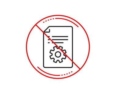 Hayır veya Dur işareti. Teknik belgeler satırı simgesi. Öğretim işareti. Uyarı yasağı dur sembolü yasaktır. Yok simgesi tasarım. Vektör