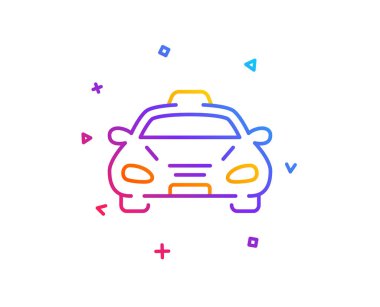 Taksi taksi taşıma satırı simgesi. Araba araç işareti. Taksi sürüş sembolü. Degrade çizgi düğmesini. Taksi simgesi tasarım. Renkli geometrik şekiller. Vektör