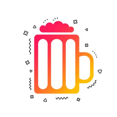 Bir bardak bira işareti simgesi. Alkol içki sembolü. Renkli geometrik şekiller. Degrade bira simgesi tasarım. Vektör