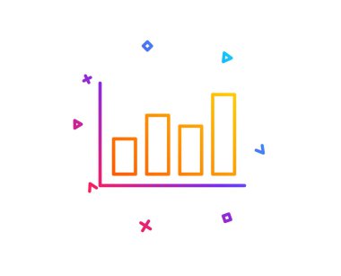 Çubuk grafik sütun grafiği satırı simgesi. Mali grafik işareti. Menkul Kıymetler Borsası sembolü. İş yatırım. Degrade çizgi düğmesini. Rapor diyagram simgesi tasarım. Renkli geometrik şekiller. Vektör